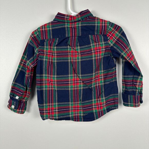 Janie and Jack Boys 18-24 Months Tartan Plaid Long Sleeve Button Down Christmas - Picture 2 of 3